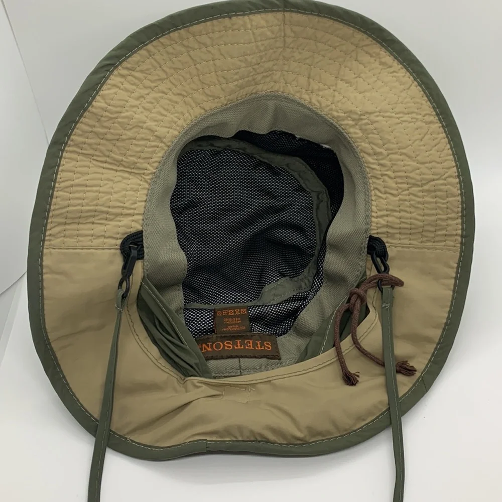 Stetson Boonie Hat Green Medium Vented Adjustable Toggle Neck Flap Outdoor Hike